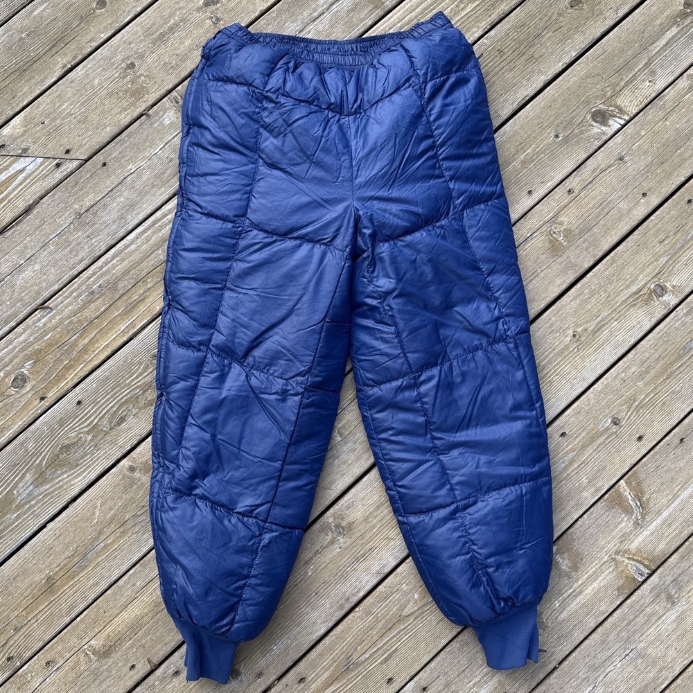 Eddie Bauer Vintage 70s Goose Down Pants Full Zip Blue Expedition Small